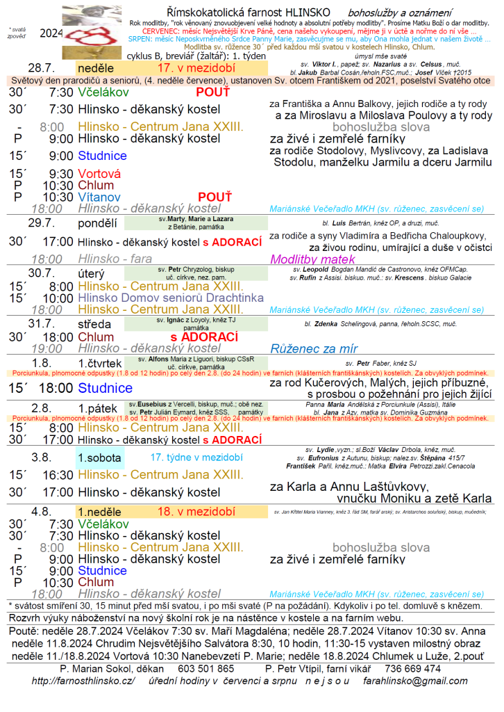 ohlášky 28. července 2024