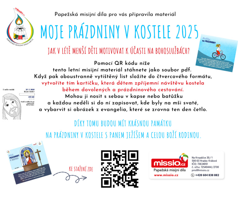 kartička Moje prázdniny v kostele 2025