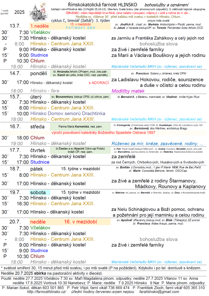 ohlášky 13. července 2025
