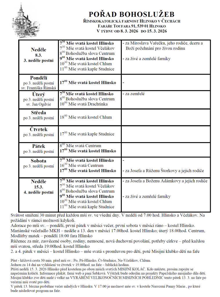 ohlášky 8. 3. 2026