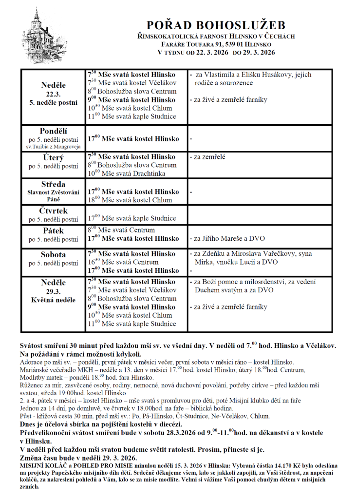 ohlášky 22. 3. 2026