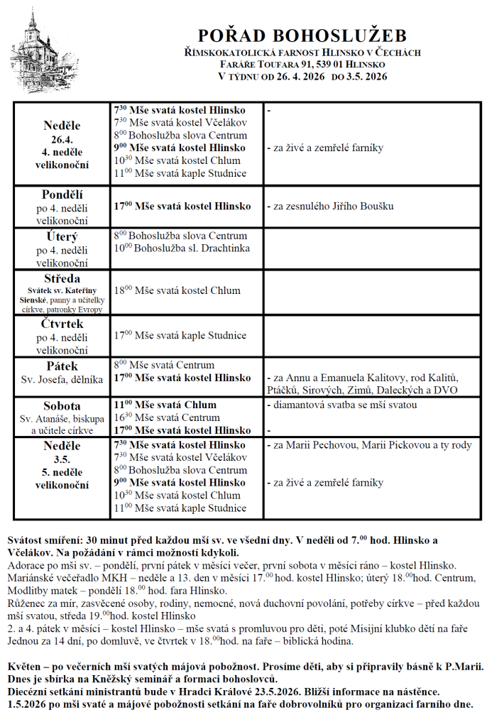 ohlášky 26. 4. 2026